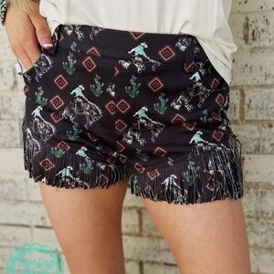 Black Fringe Women's Shorts - Bustin’ Bronc Shorts